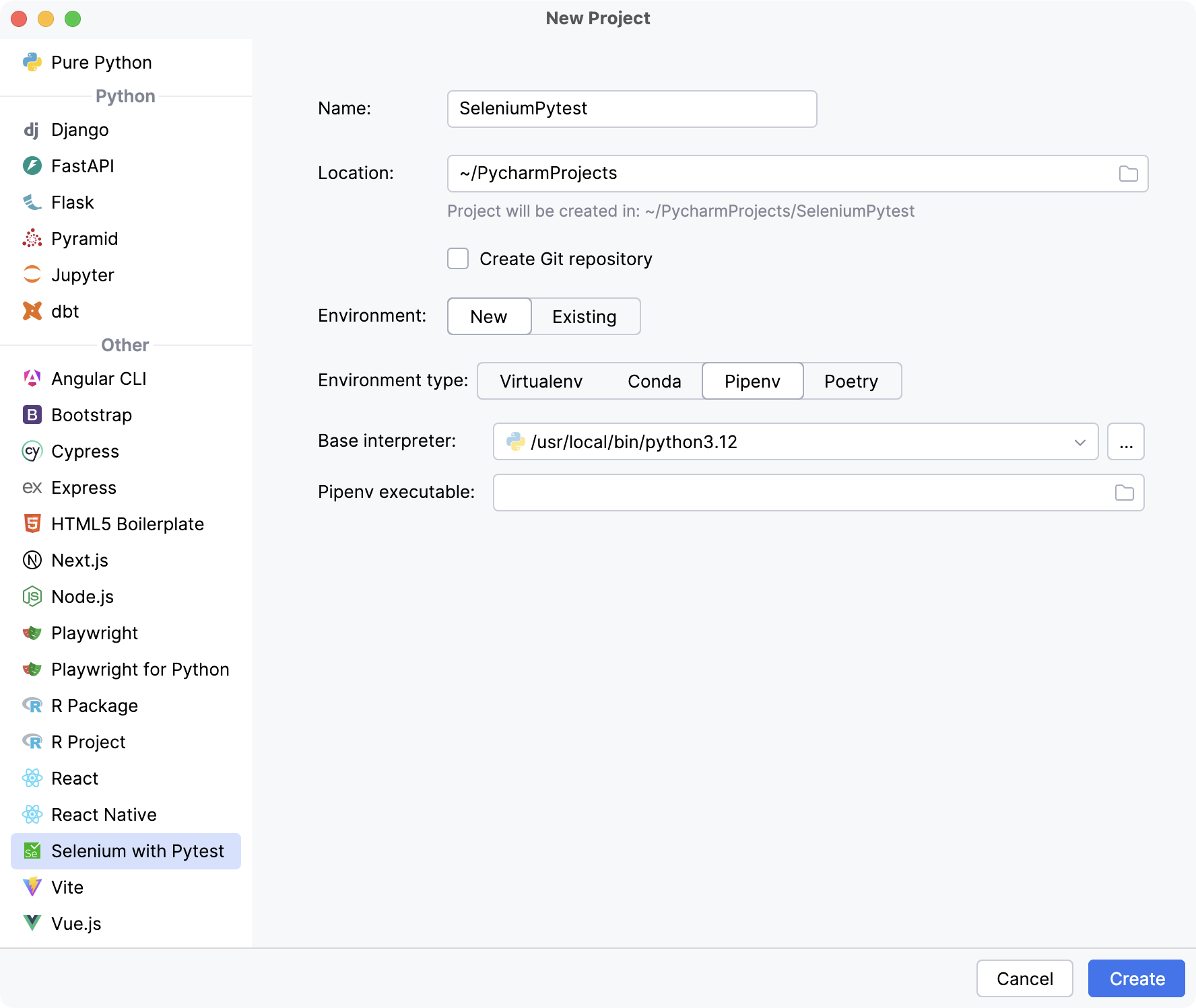 Configure a new Pipenv environment Configure a new Pipenv environment