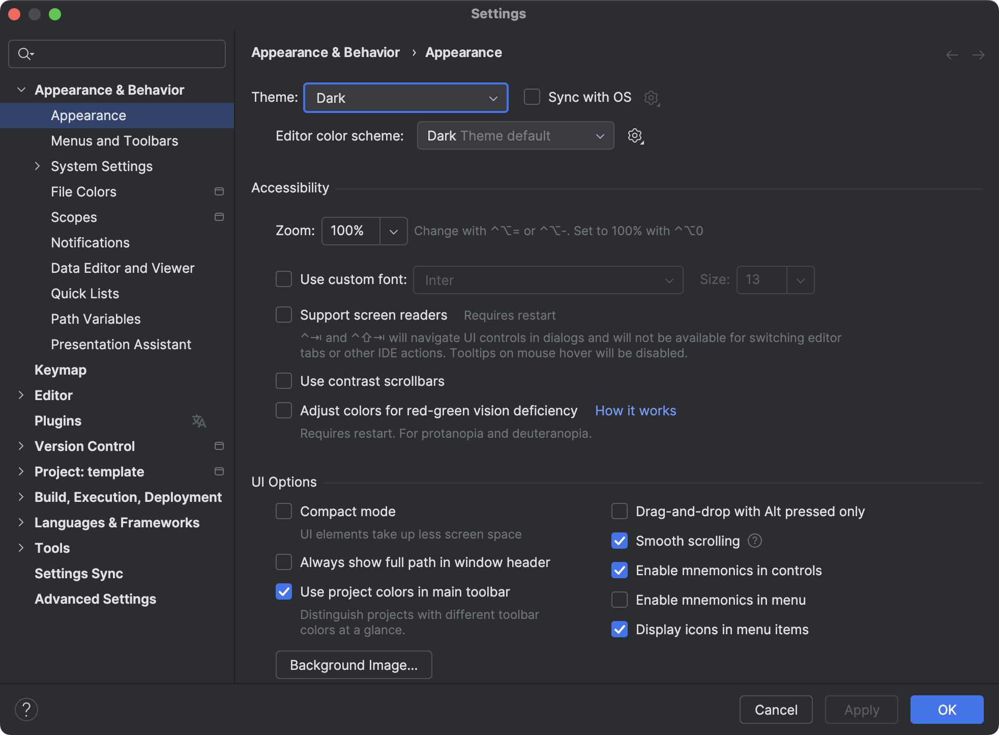 外观 | PyCharm 文档