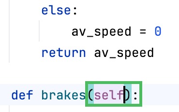 Insert 'self' when defining a method Insert 'self' when defining a method