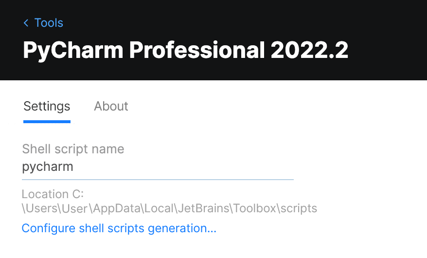 Toolbox App PyCharm Settings Toolbox App PyCharm Settings