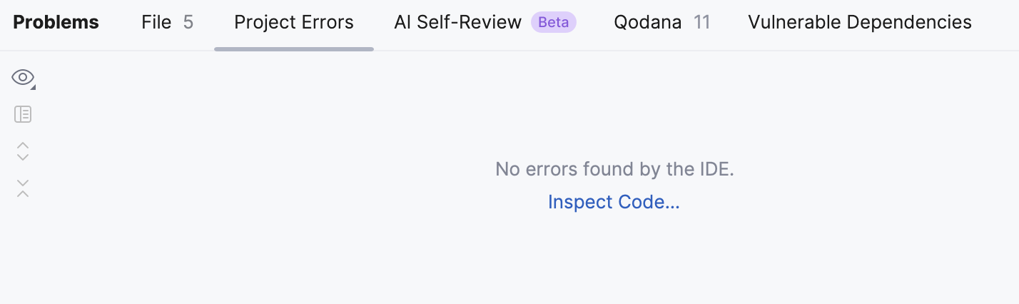 Problems tool window. Project Errors tab Problems tool window. Project Errors tab