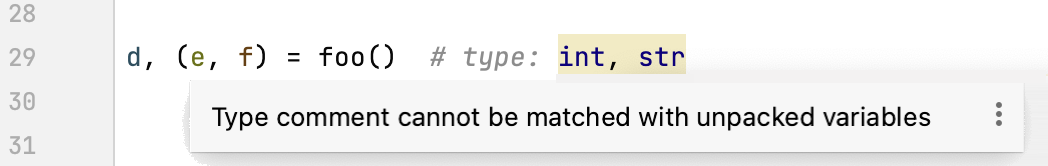 incorrect type for unpacked variables incorrect type for unpacked variables