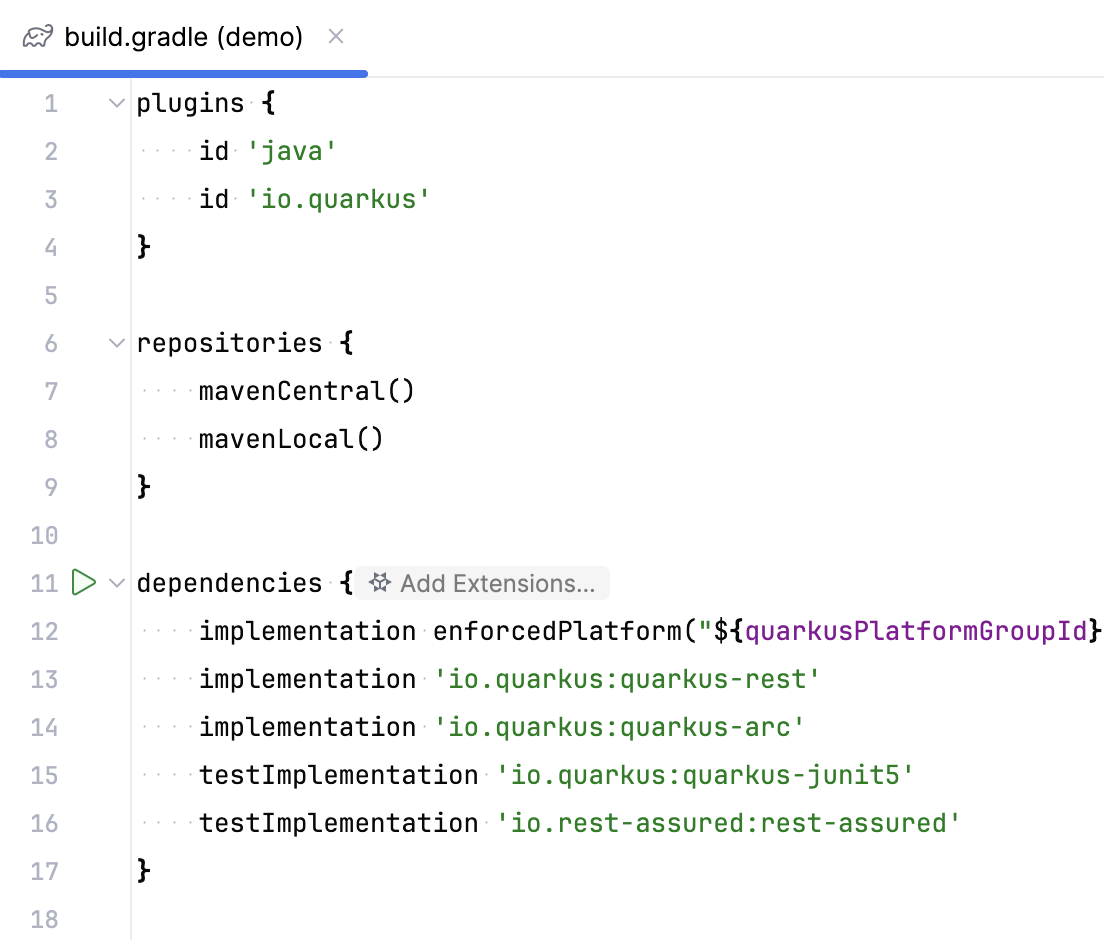 Quarkus Edit Extensions inlay hint Quarkus Edit Extensions inlay hint