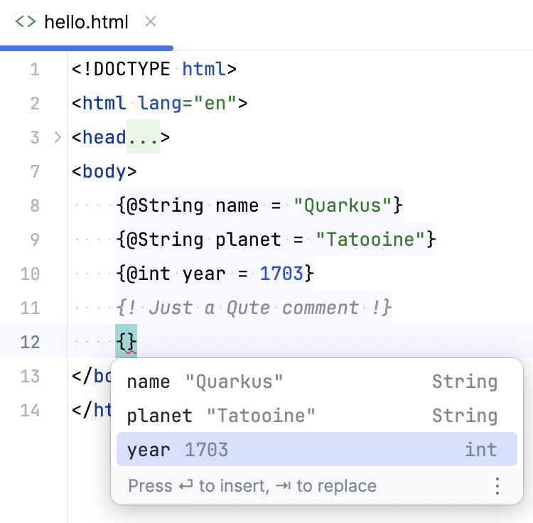 Qute variable completion Qute variable completion