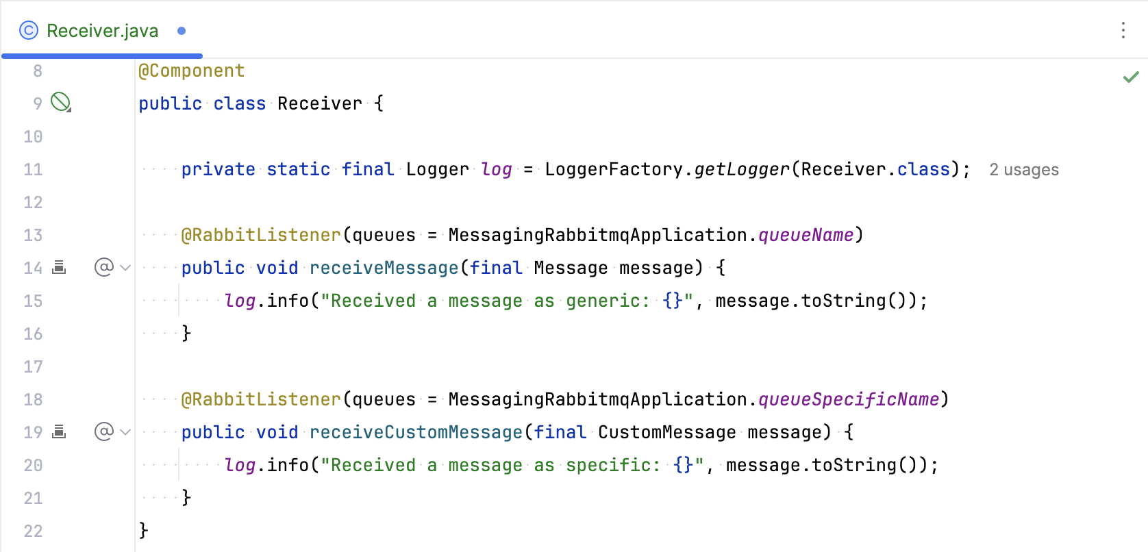 RabbitMQ receiver gutter icon RabbitMQ receiver gutter icon