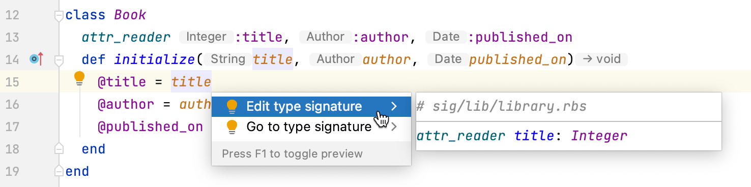 Edit a type signnature using a quick-fix Edit a type signnature using a quick-fix