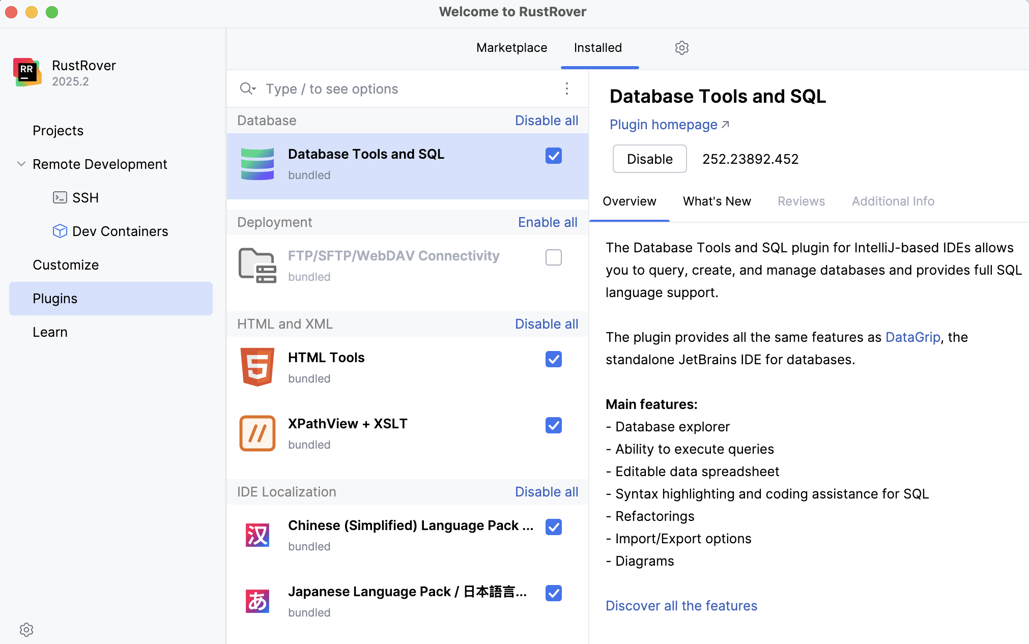 Disable unnecessary plugins