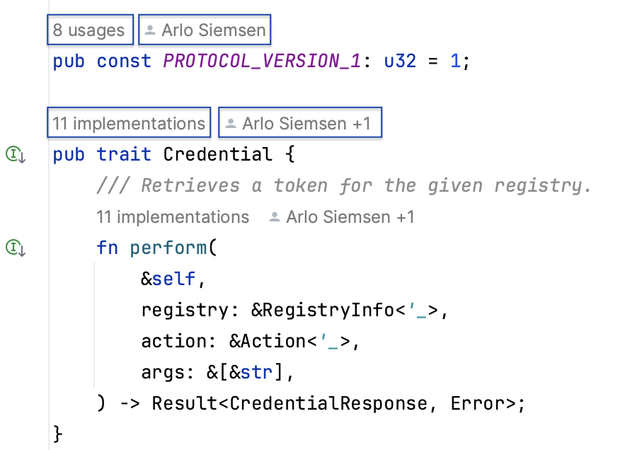 Code vision hints: Code vision hints: