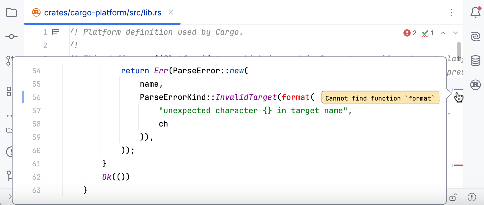 Problems marked as color stripes in the scrollbar Problems marked as color stripes in the scrollbar