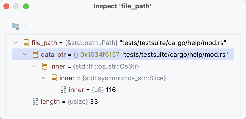 Inspect dialog Inspect dialog