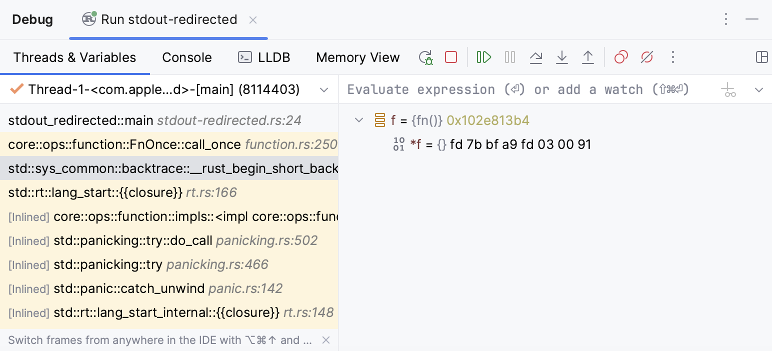 Debug tool window Debug tool window