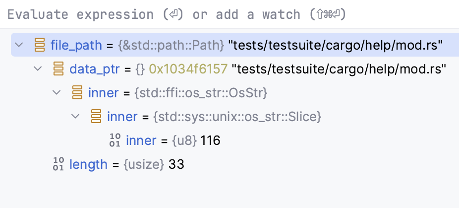 Variables pane Variables pane