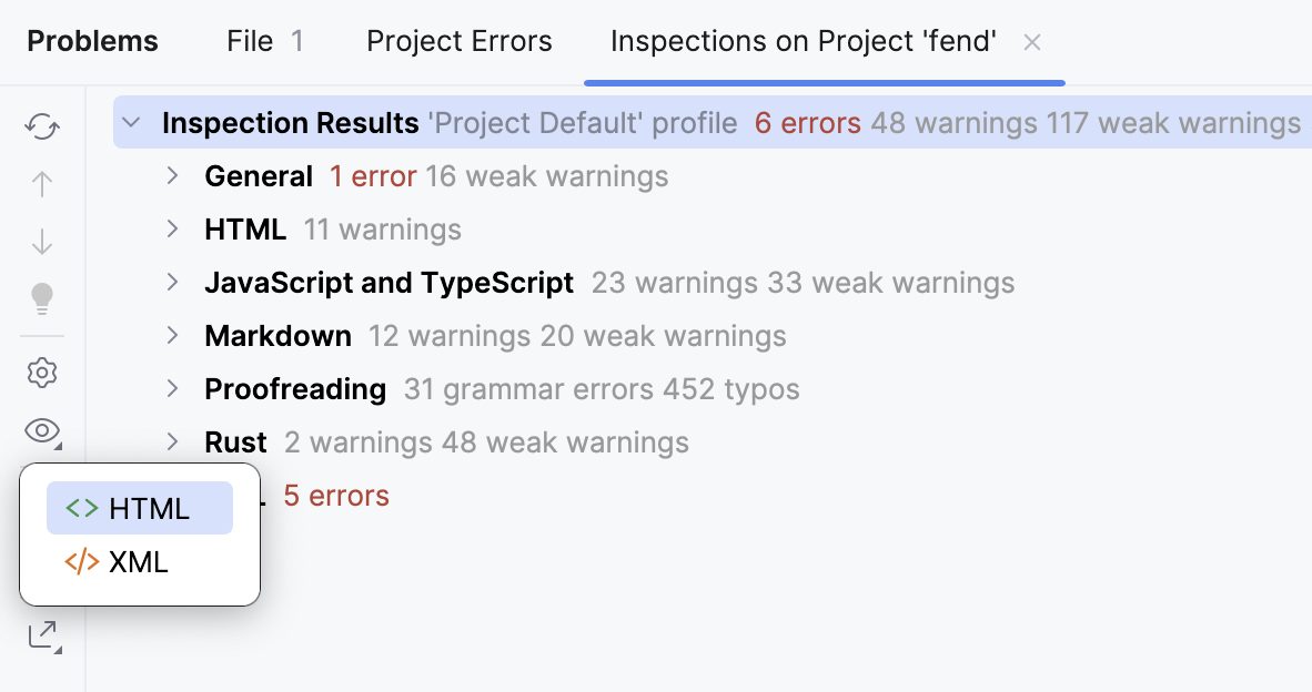 The Export button in the Inspection Results tool window The Export button in the Inspection Results tool window