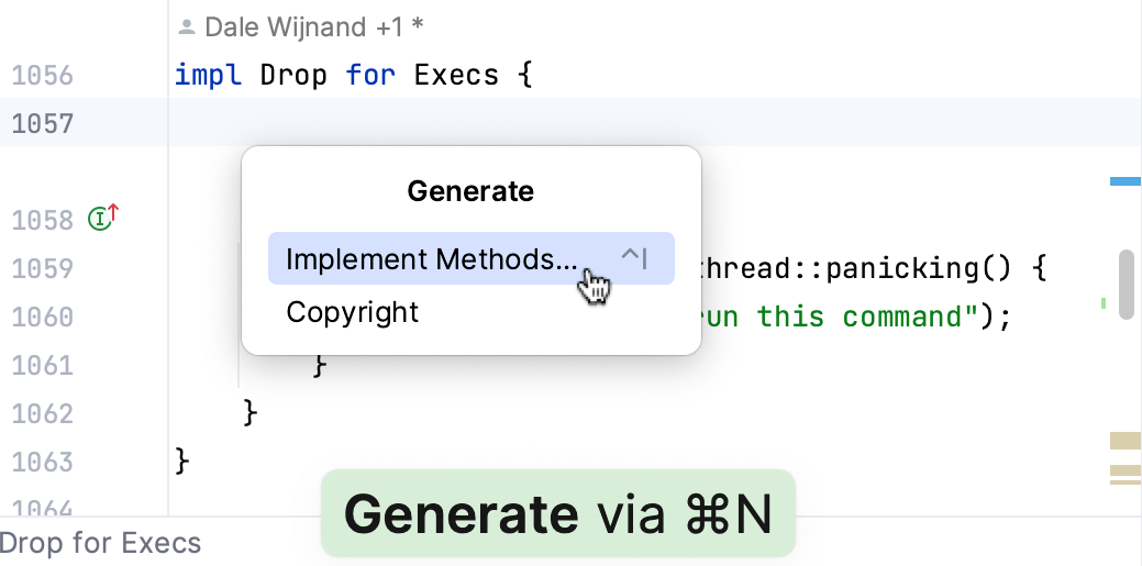 The Generate menu The Generate menu