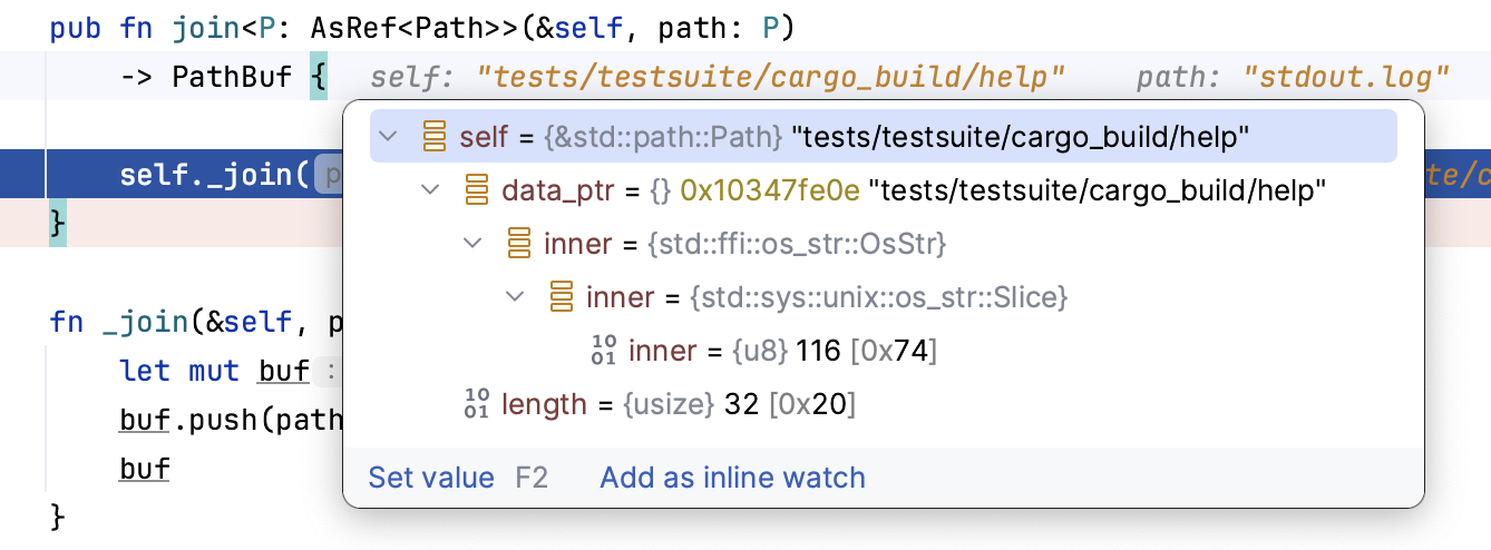 Inline debugger hints Inline debugger hints