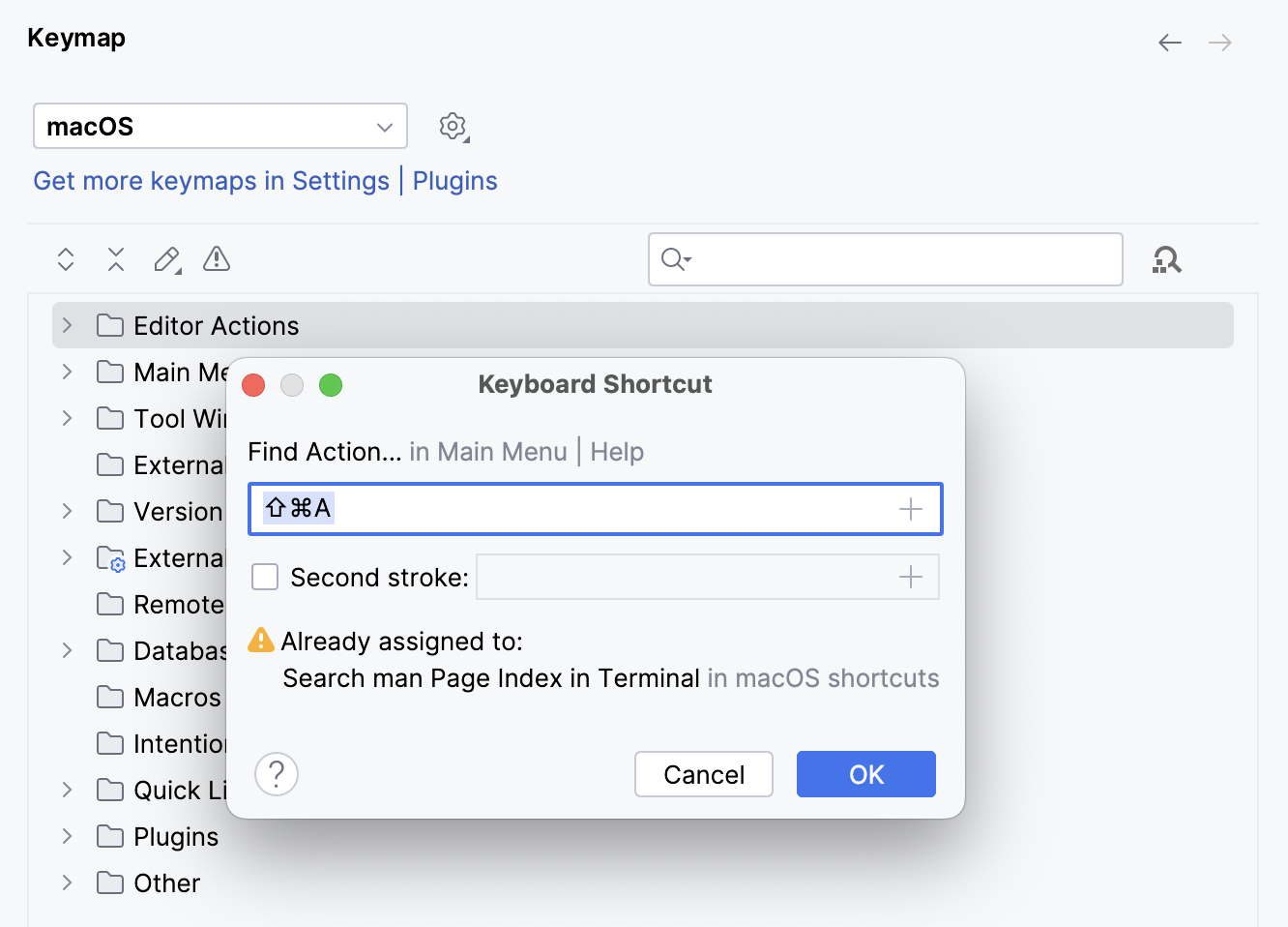 Adjust conflicting shortcuts Adjust conflicting shortcuts