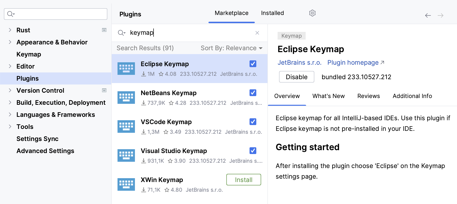 Searching for keymap plugins on Markeplace Searching for keymap plugins on Markeplace