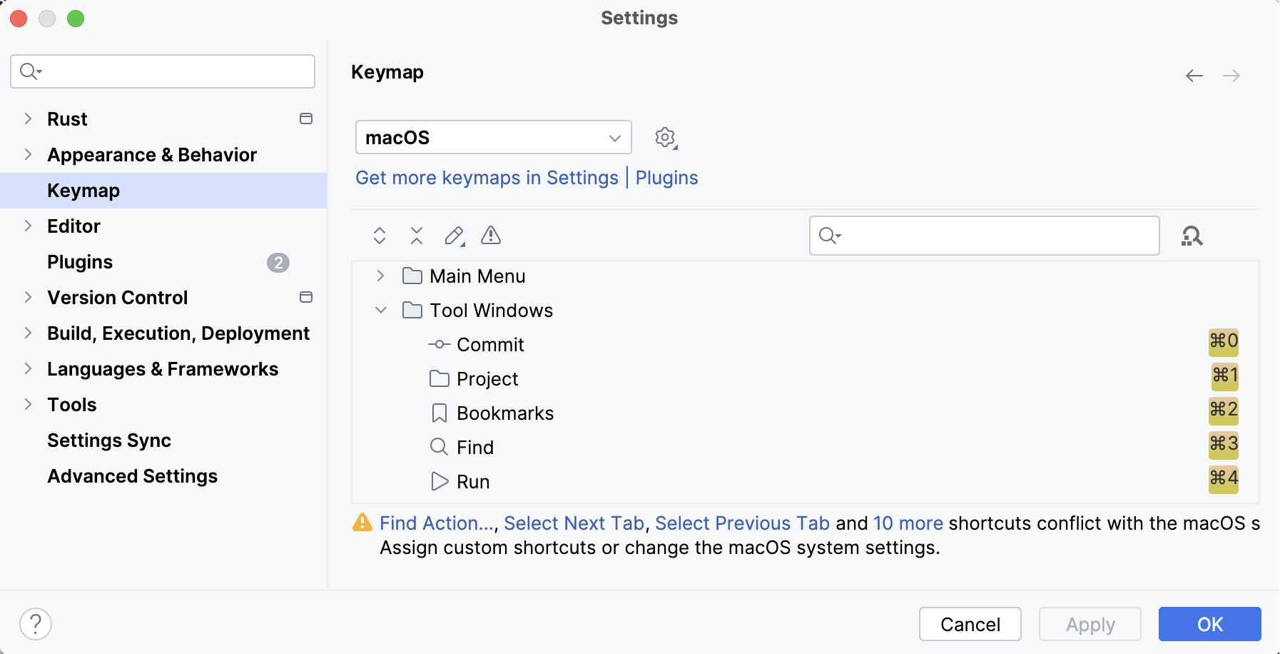 Keymap settings Keymap settings