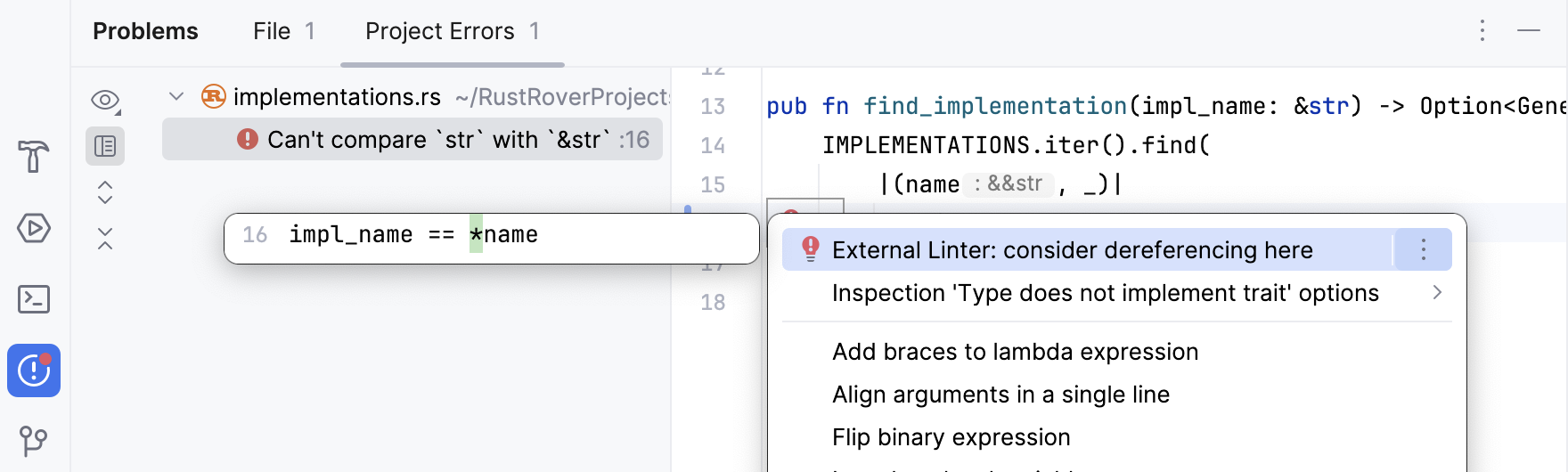 Fixing an error from the Project Errors tab Fixing an error from the Project Errors tab