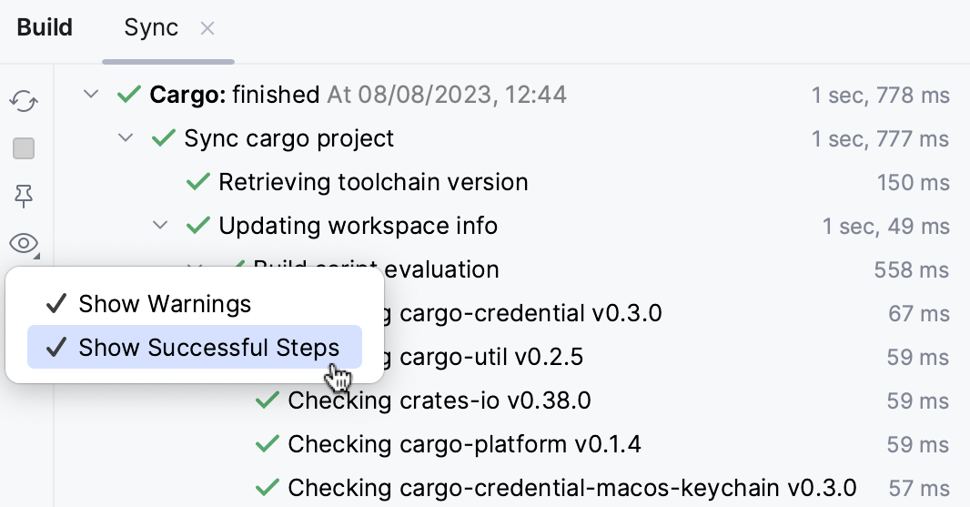 Sync tool window Sync tool window