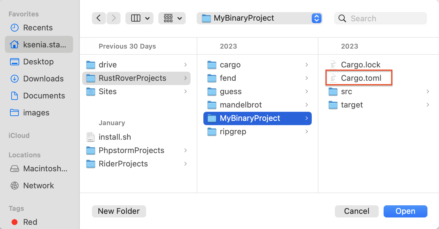 Open a project (not as file) Open a project (not as file)
