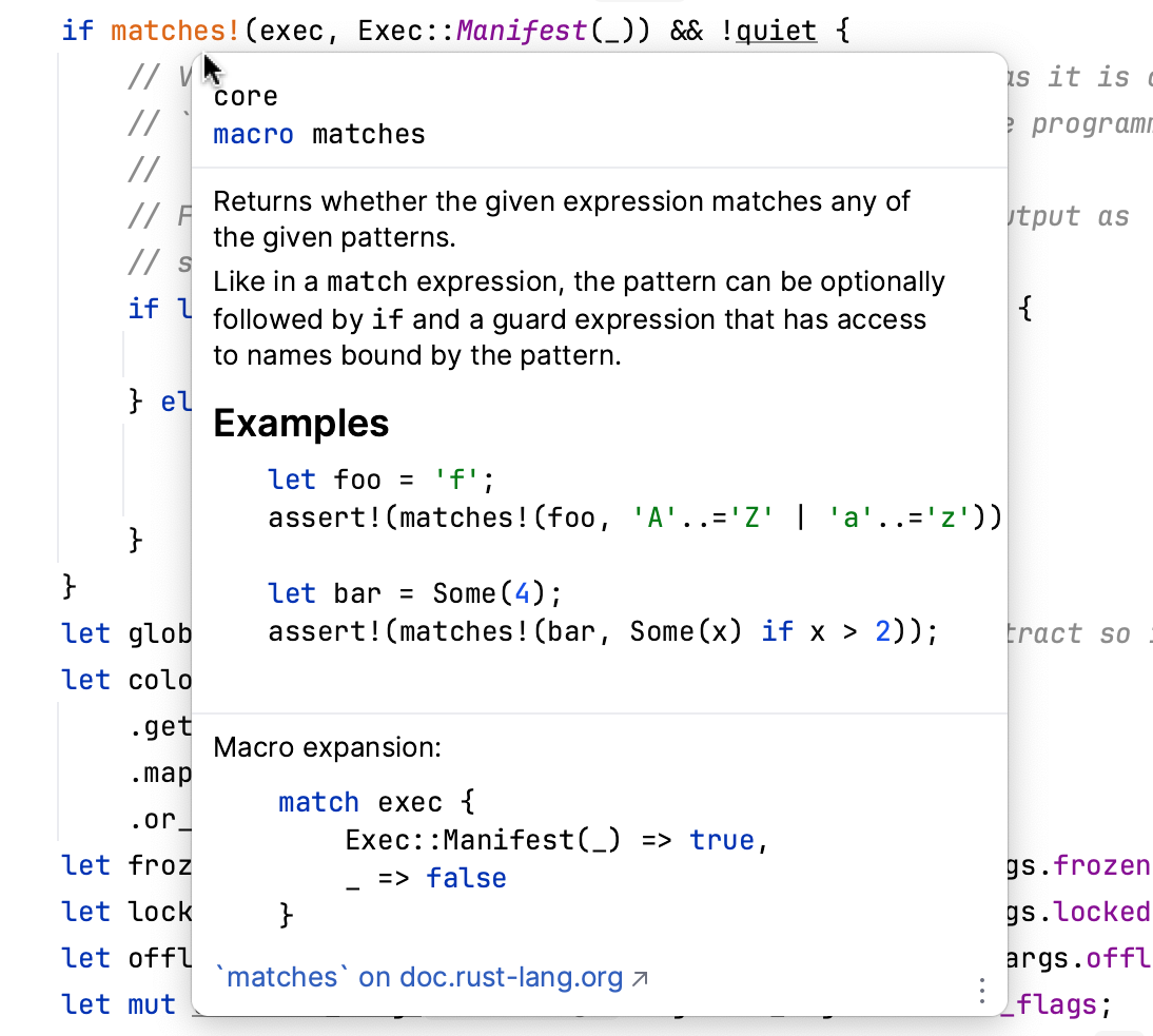 Quick documentation in a popup Quick documentation in a popup