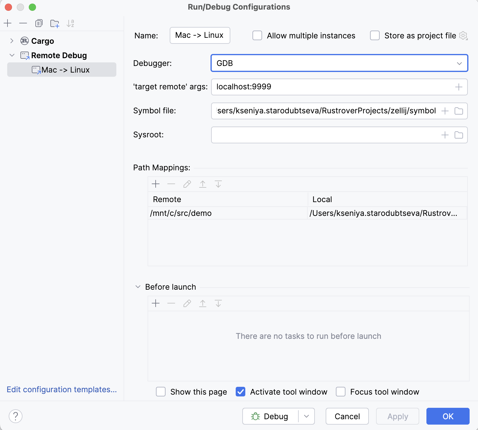 Remote Run/Debug Configuration Remote Run/Debug Configuration
