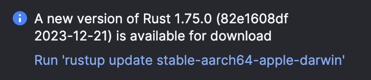 New Rust version notification New Rust version notification