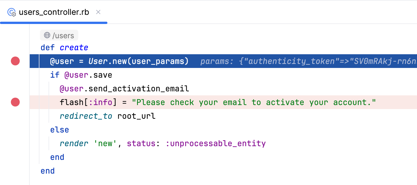 Line breakpoint Line breakpoint