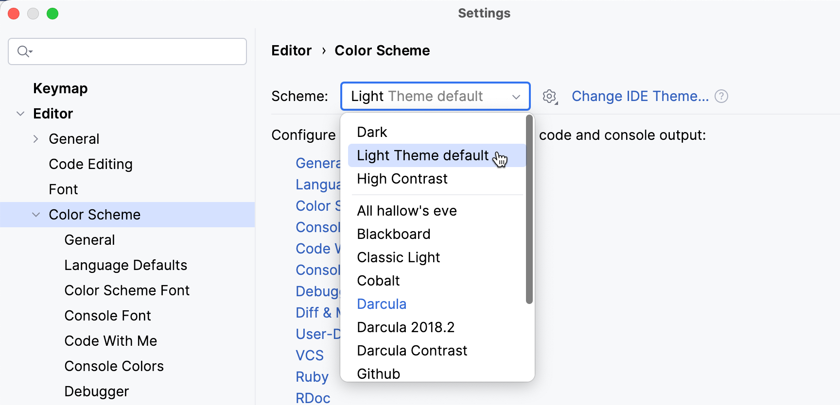 Select the color scheme Select the color scheme