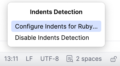 Configure Indents for Ruby Configure Indents for Ruby