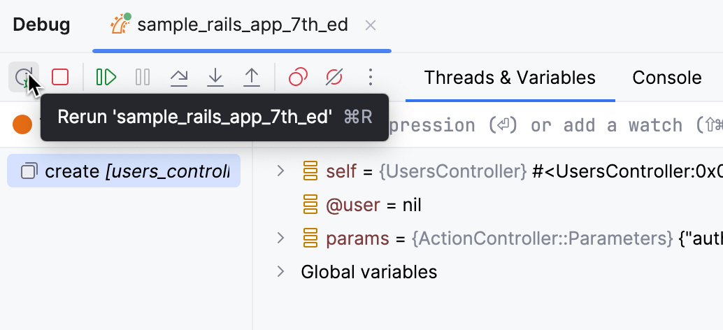 The Rerun button The Rerun button