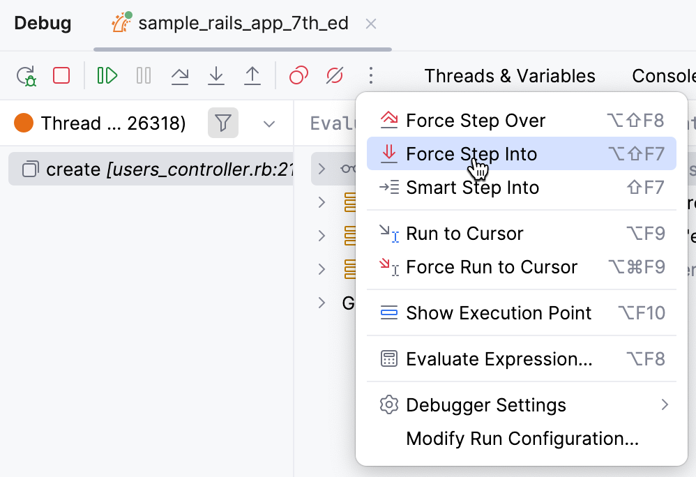 Invoke hidden action - Force Step Into Invoke hidden action - Force Step Into