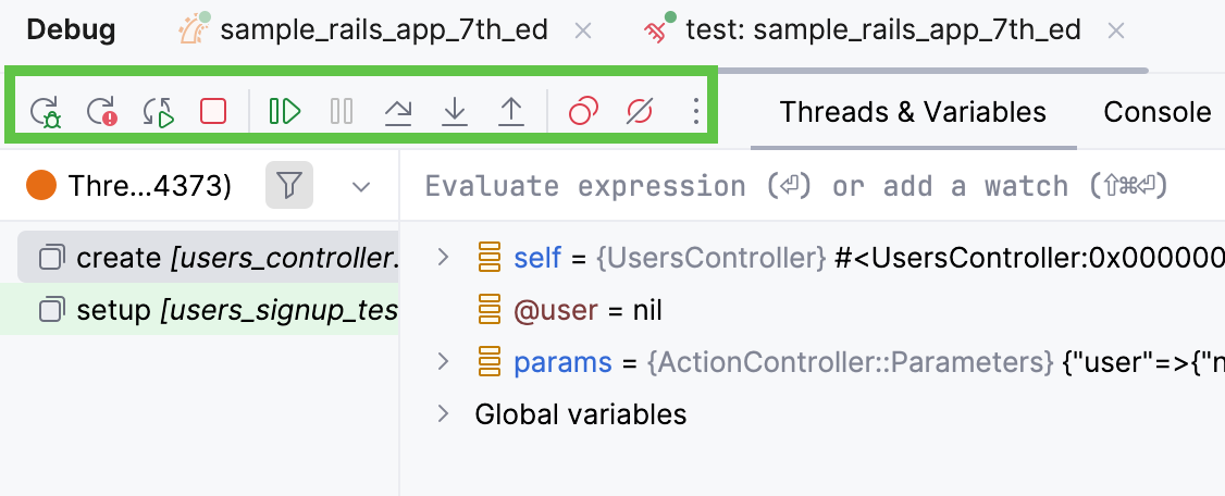 The Debugger Toolbar The Debugger Toolbar