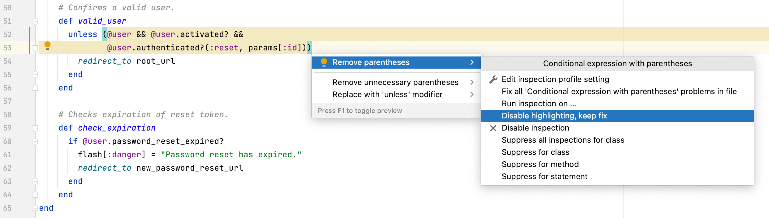 禁用高亮，保留修复