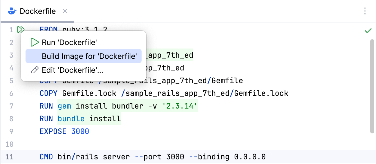 The Build Image on Docker popup