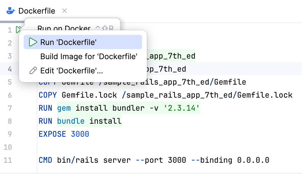 The Run on Docker popup The Run on Docker popup