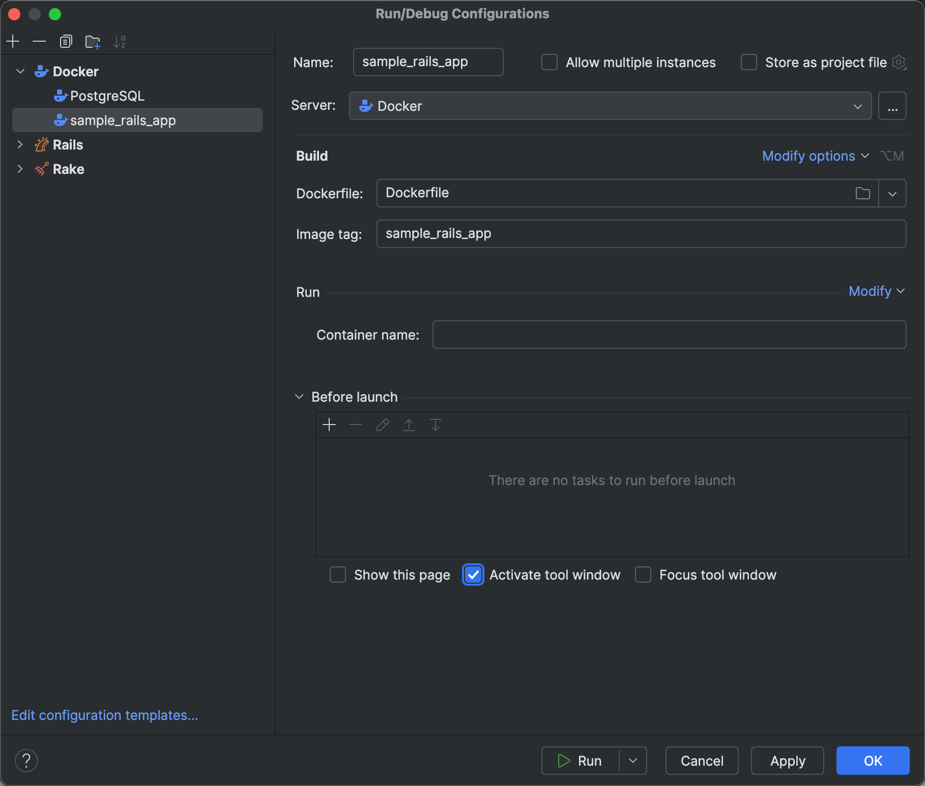 Dockerfile run configuration | RubyMine Documentation