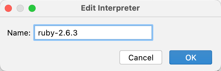 Enter a new name for the Ruby interpreter Enter a new name for the Ruby interpreter