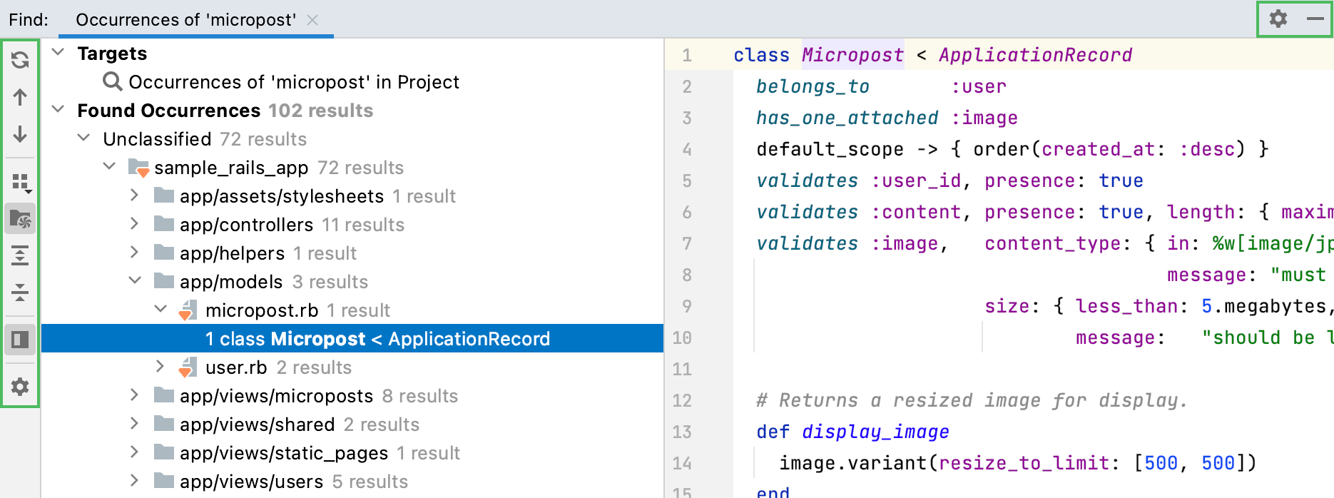 the Find tool window the Find tool window