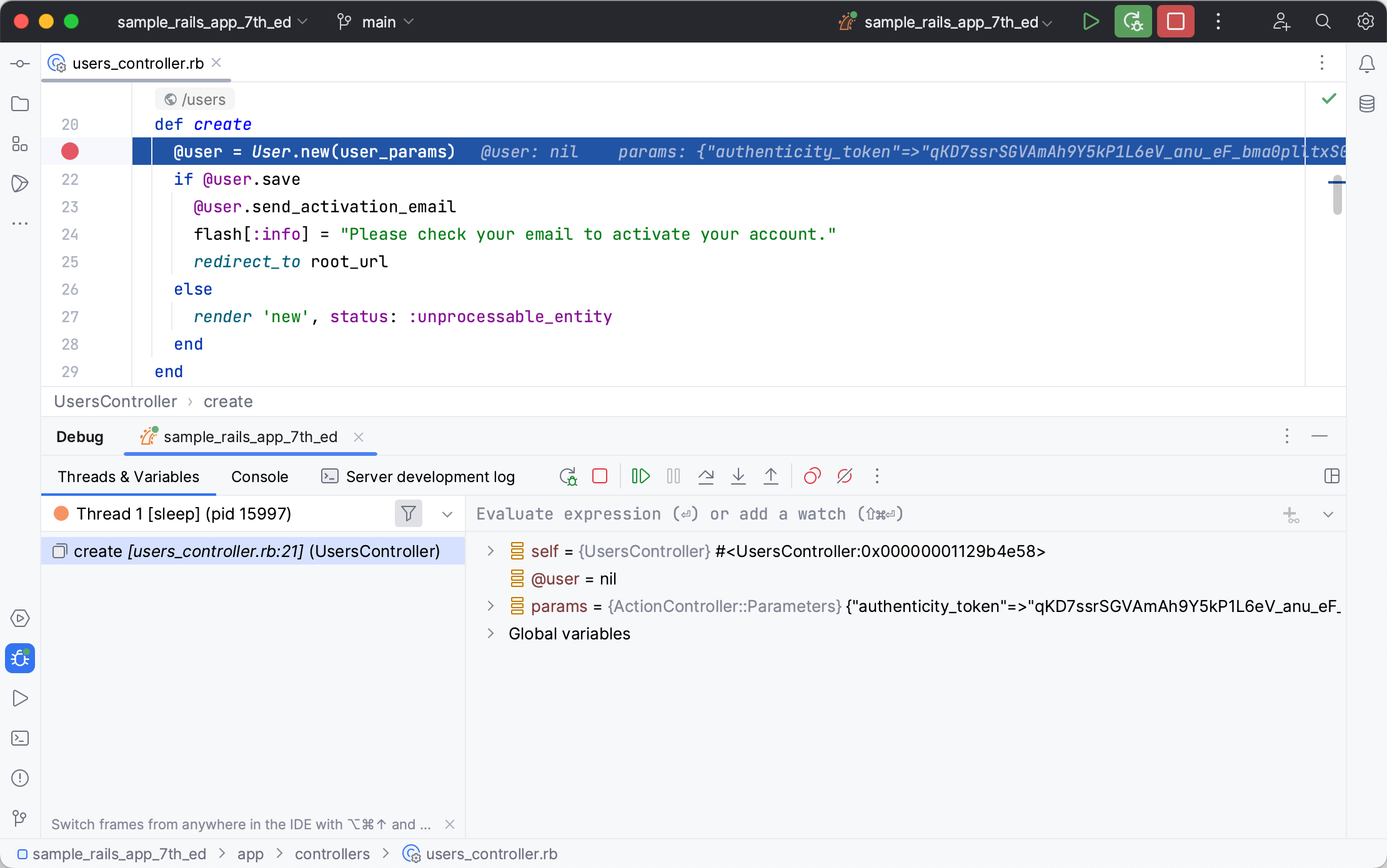 Stop on a breakpoint Stop on a breakpoint