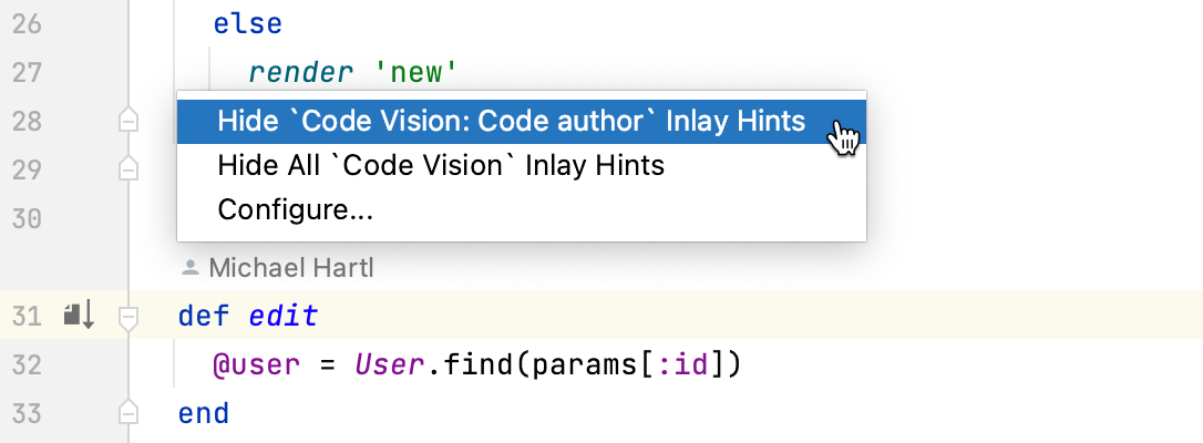 Hide code author names Hide code author names