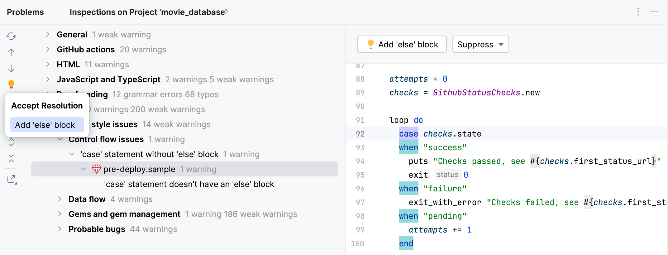 Problems tool window Problems tool window