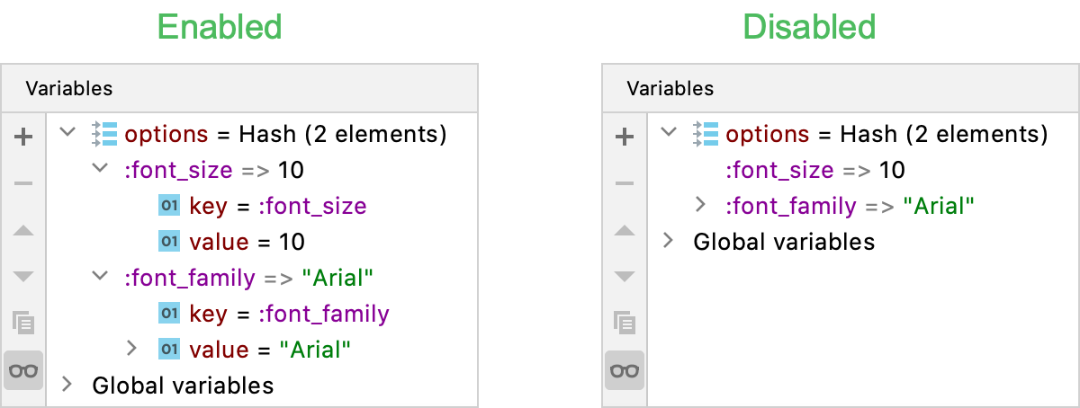 Key/Value presentation of Hash content Key/Value presentation of Hash content