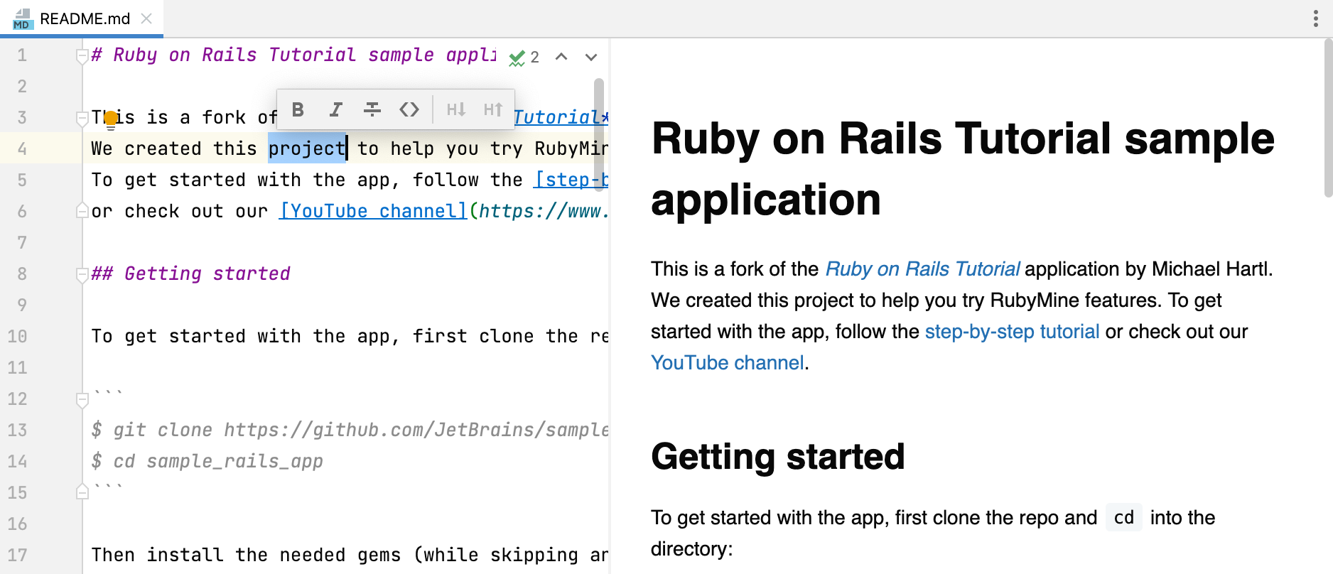 Markdown editor formatting toolbar Markdown editor formatting toolbar