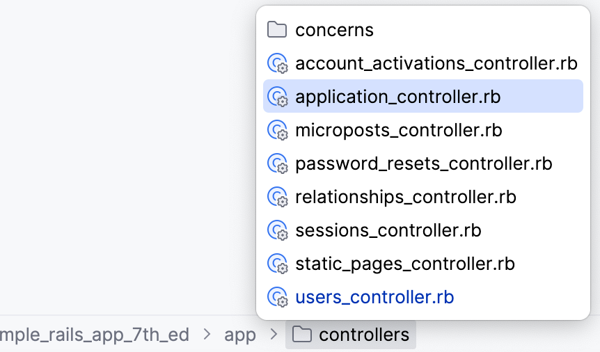 RubyMine 导航栏 RubyMine 导航栏