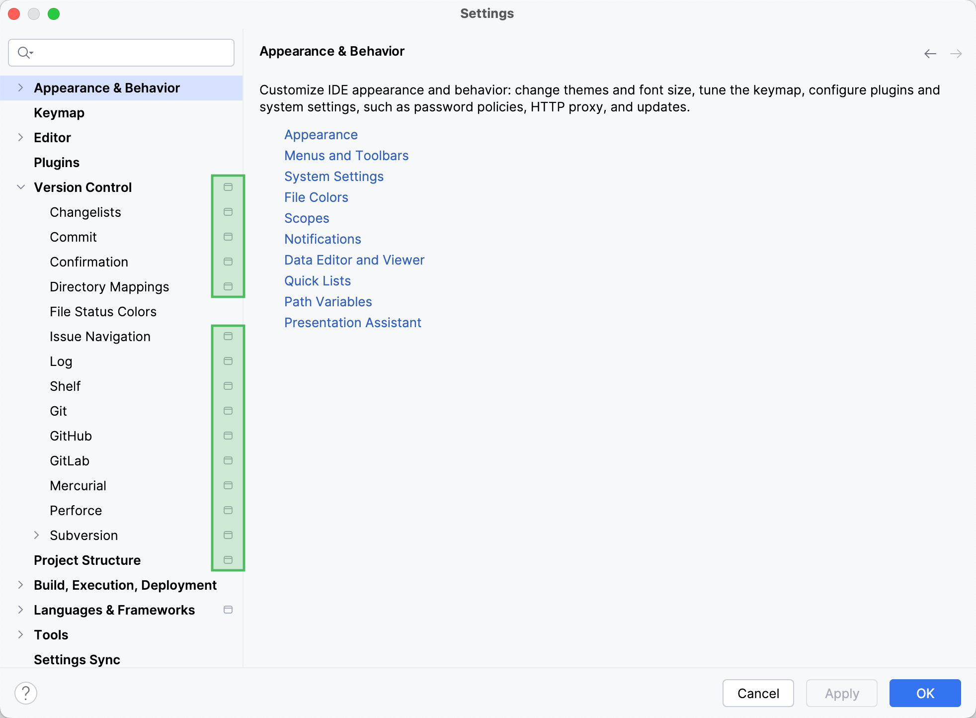 Project settings Project settings