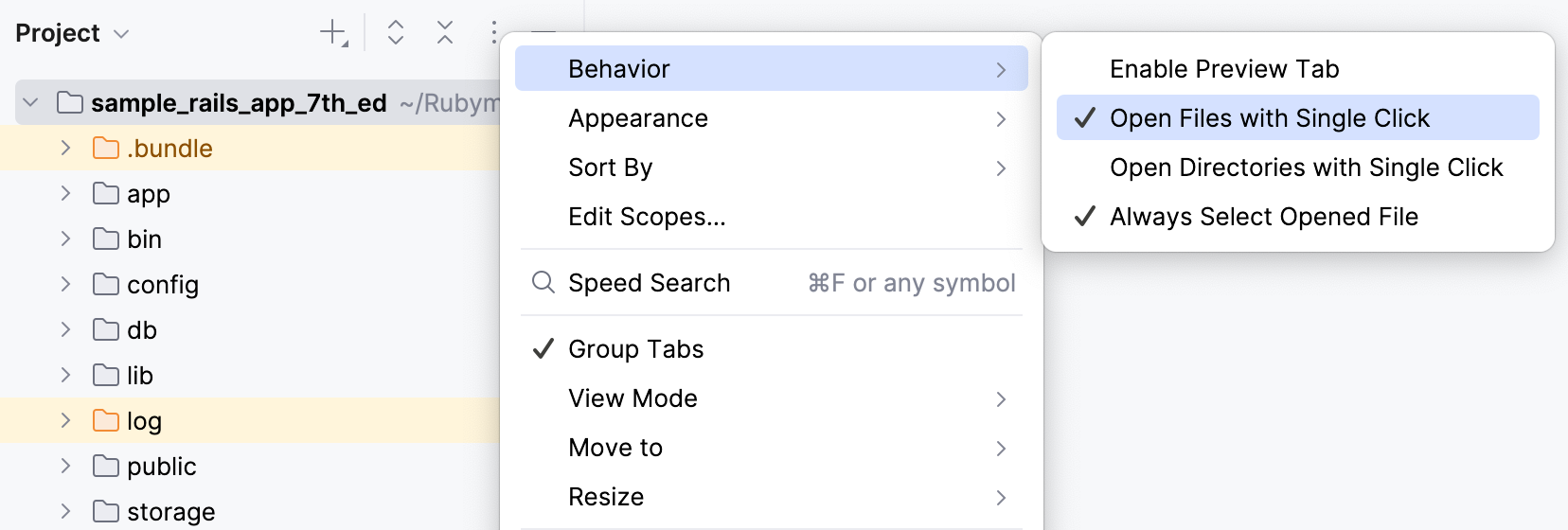 Context menu Context menu