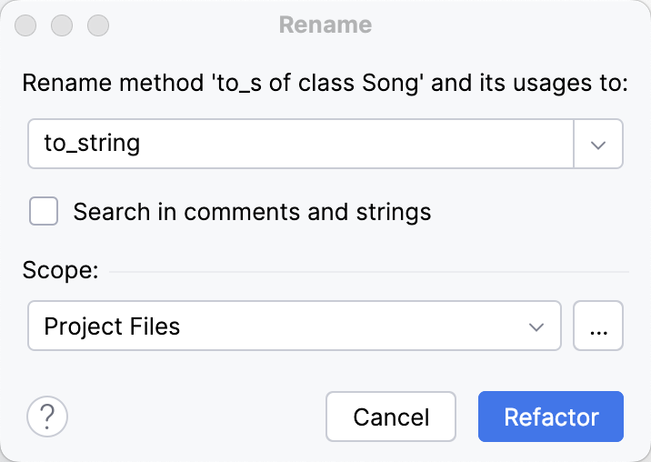 Rename dialog Rename dialog