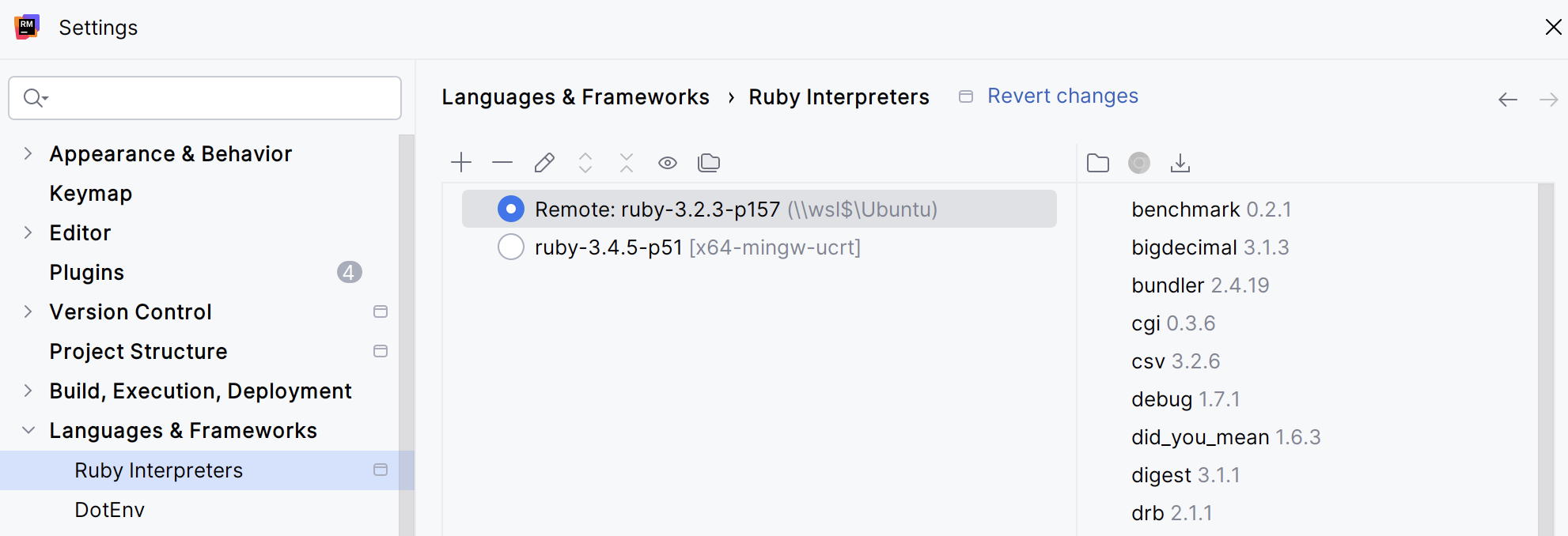 Ruby Interpreters: WSL Ruby Interpreters: WSL
